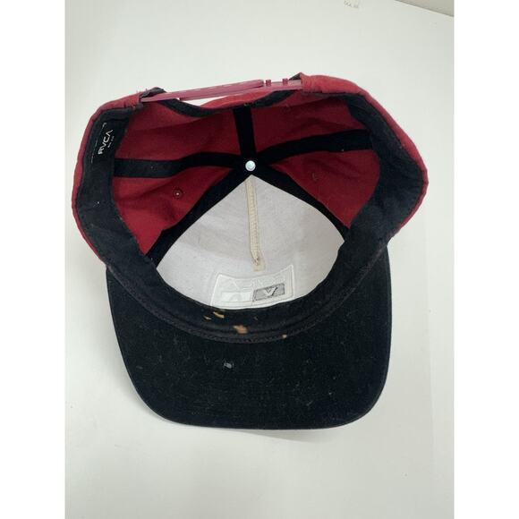 RVCA Snapback Hat Flat Brim Reb Black Logo Adjustable Mid Fit Cap - Picture 3 of 9